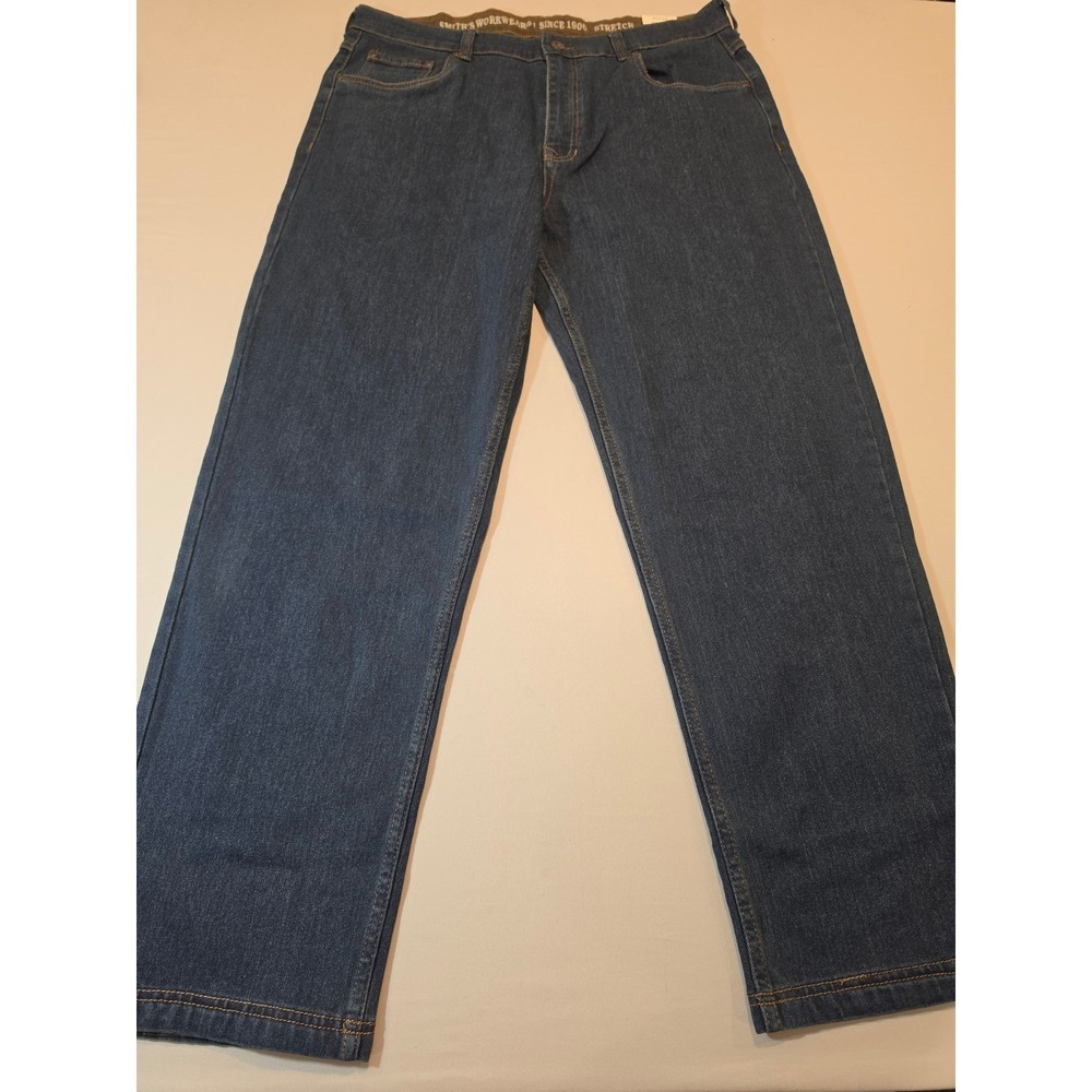 Smiths Workwear Mens Relaxed Fit Stretch Work Jeans Dark Vintage Wash S1402CTS
